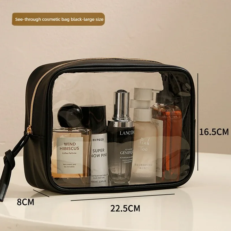 sac cosmétique en pvc transparent épaissi, sac cosmétique imperméable, sac de rangement de toilette multifonctionnel portable avec poignée