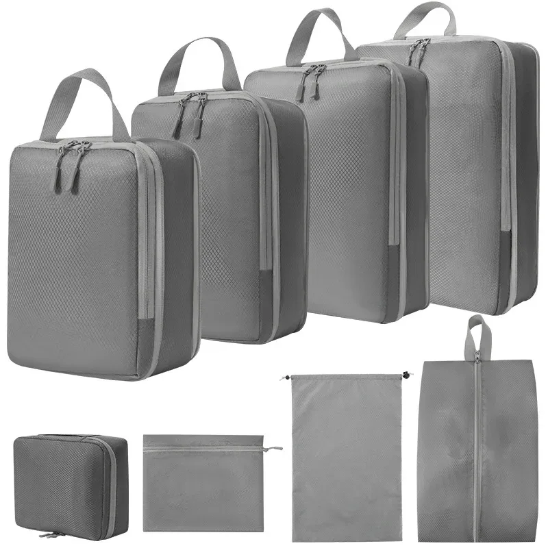 4 pièces/ensemble emballage compressible sac de rangement de voyage cubes valise étanche en nylon portable avec sac à main organisateur de bagages ryanai