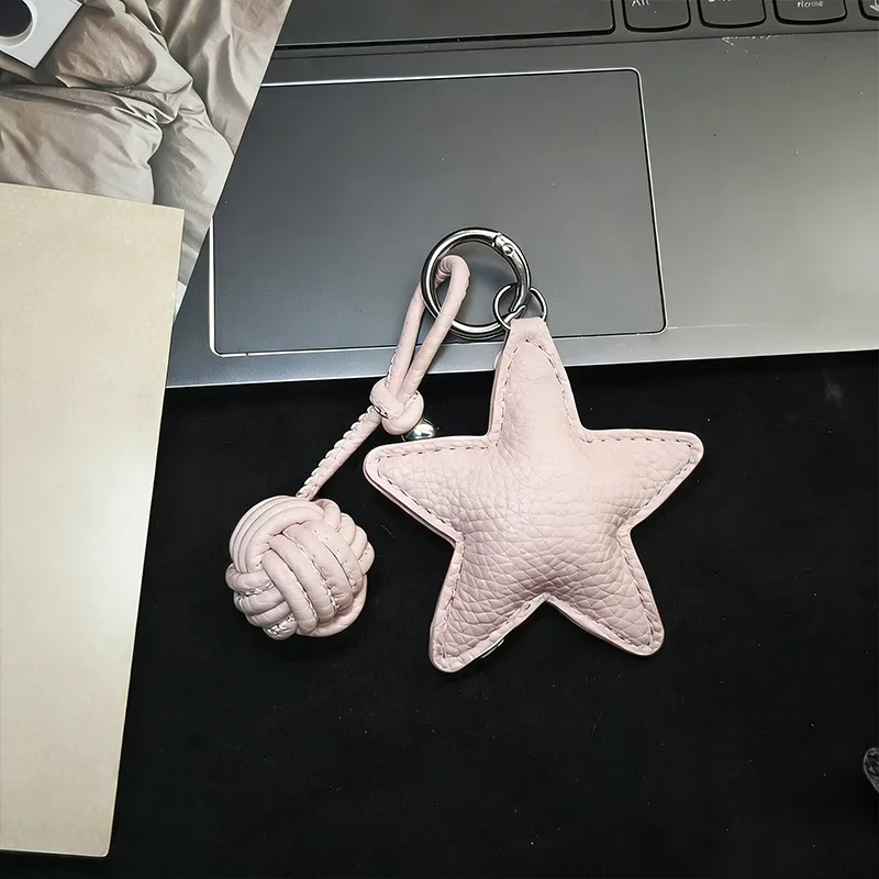 porte-clés tressé étoile pour femme, breloque de sac à main tendance, accessoire de sac personnalisé diy, petit cadeau, porte-clés pour sacs bandoulière