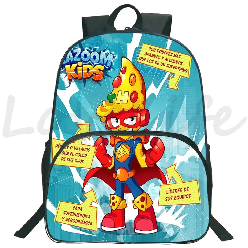 jeu superzings sac à dos 16 pouces garçons filles bookbag dessin animé sac à dos superthings sacs d'école étudiants sacs de voyage sac à dos à fermeture éclair