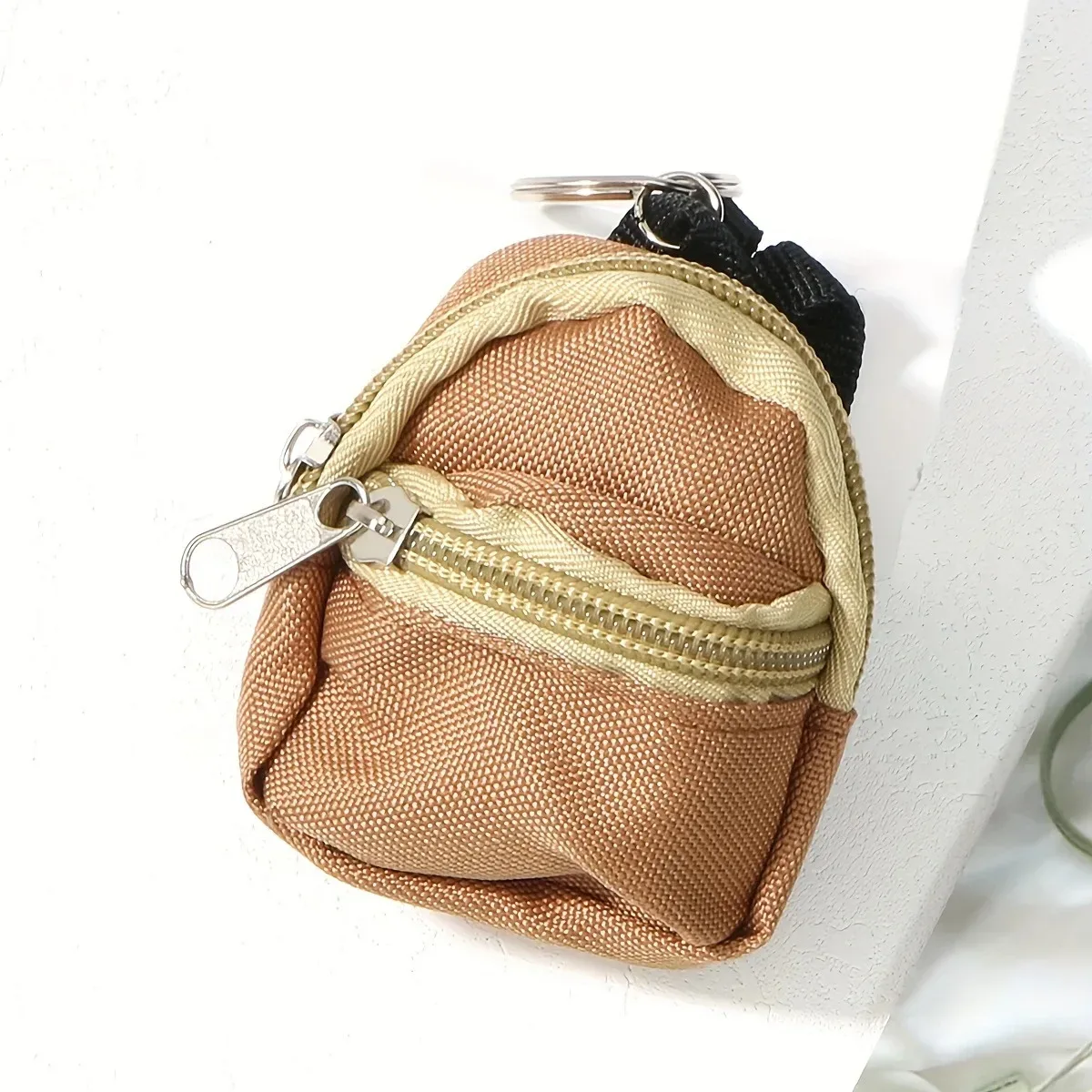 mini sac à dos porte-monnaie porte-clés avec deux poches zippées, pochette de rangement fonctionnelle pour petits essentiels, joli accessoire de sac pour le quotidien