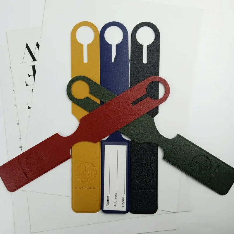 étiquette de bagage en pu durable à longue sangle pour les voyages aériens – identification rapide des bagages, fente pour carte d'identité inscriptible et conception résistante aux déchirures