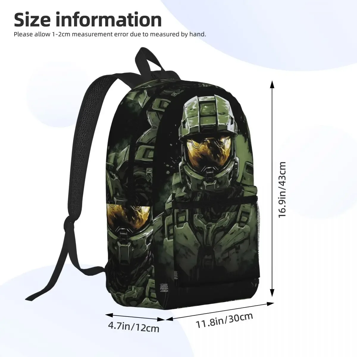 sac à dos master chief pour étudiants, sac d'école, sac à dos de randonnée, sac de voyage pour hommes et femmes, sac à bandoulière