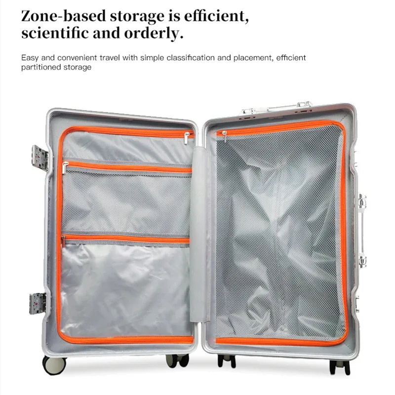bagage à cadre en aluminium épaissi de grande capacité, valise de voyage avec mot de passe à roue universelle résistante de 26 pouces, étudiant de 24 pouces