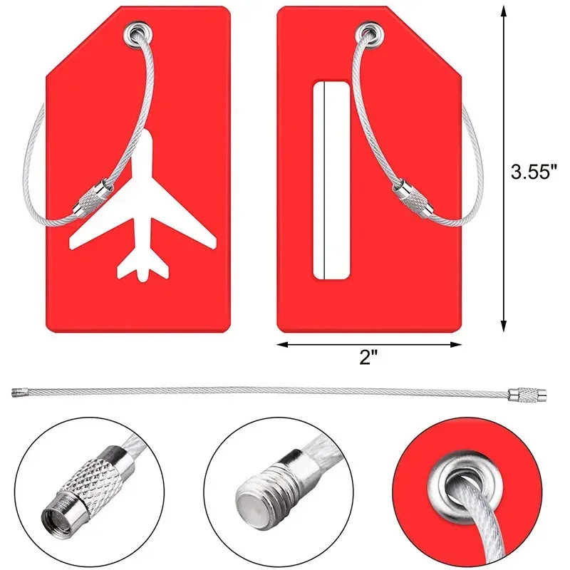 étiquettes de bagage d'avion en silicone pour hommes et femmes, porte-adresse d'identité de valise, étiquette de bagage mignonne, accessoires de voyage, étiquette de sacs, haute qualité