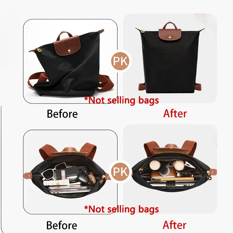 organisateur de sac pour sac à dos longchamp, pour ranger un ordinateur et une bouteille d'eau, facile à retrouver, en nylon durable, accessoires de sac.