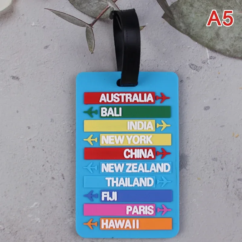 étiquette de bagage en silicone, nom du pays, valise, lettres de mode, porte-adresse, étiquette de bagage, identifiant, accessoires de voyage