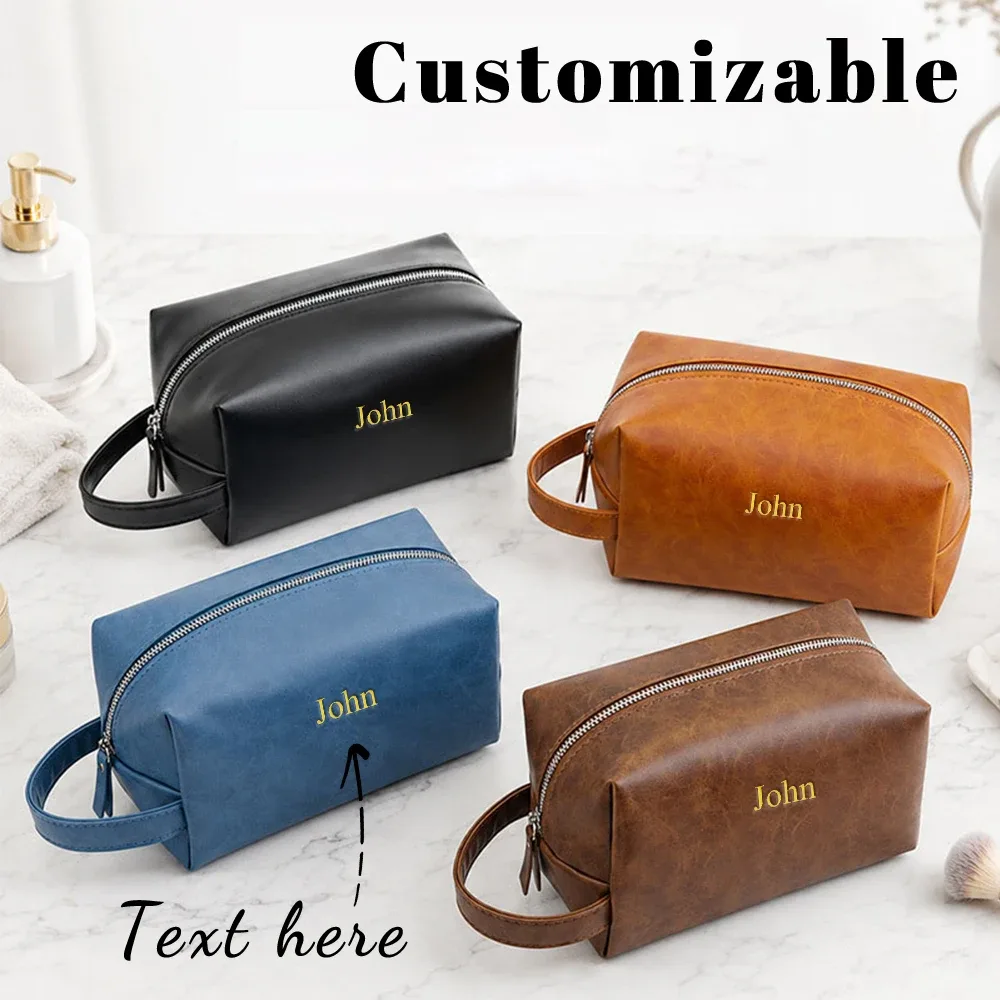 Trousse de toilette pour homme personnalisable avec nom, sac de rangement portable pour les soins de la peau, sac de rangement multifonctionnel pour le maquillage