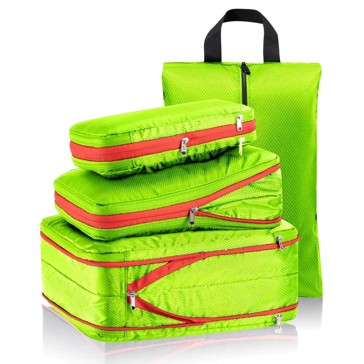 ensemble de sacs de rangement de voyage à double compression avec sac à chaussures, organisateur de bagages, accessoires de voyage, pochette de rangement compacte