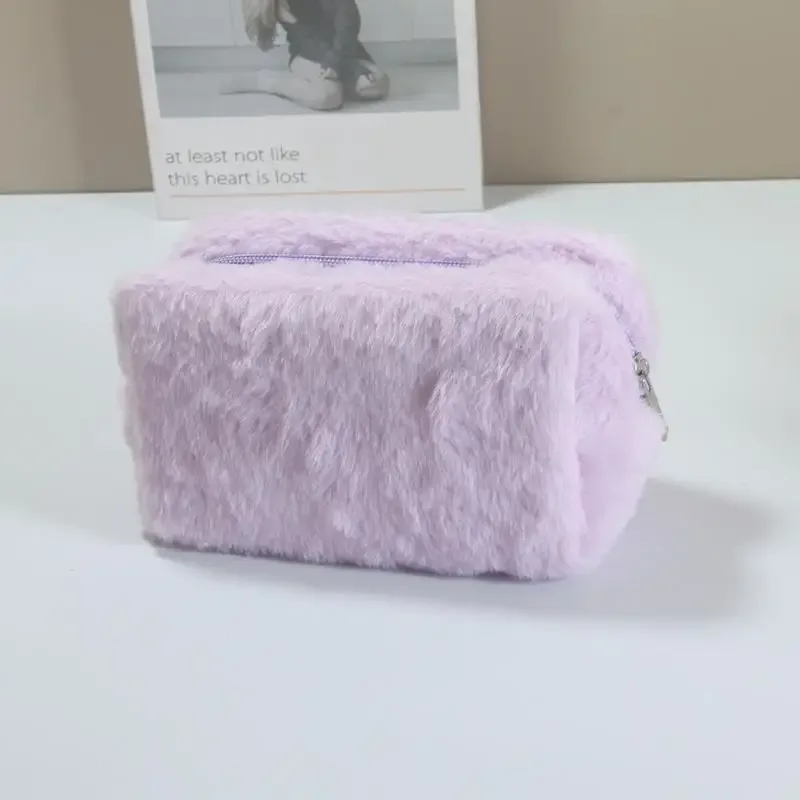 sacs à maquillage en peluche pour femmes, organiseur de voyage doux, trousse de toilette pour jeunes filles, étui à maquillage, accessoires essentiels