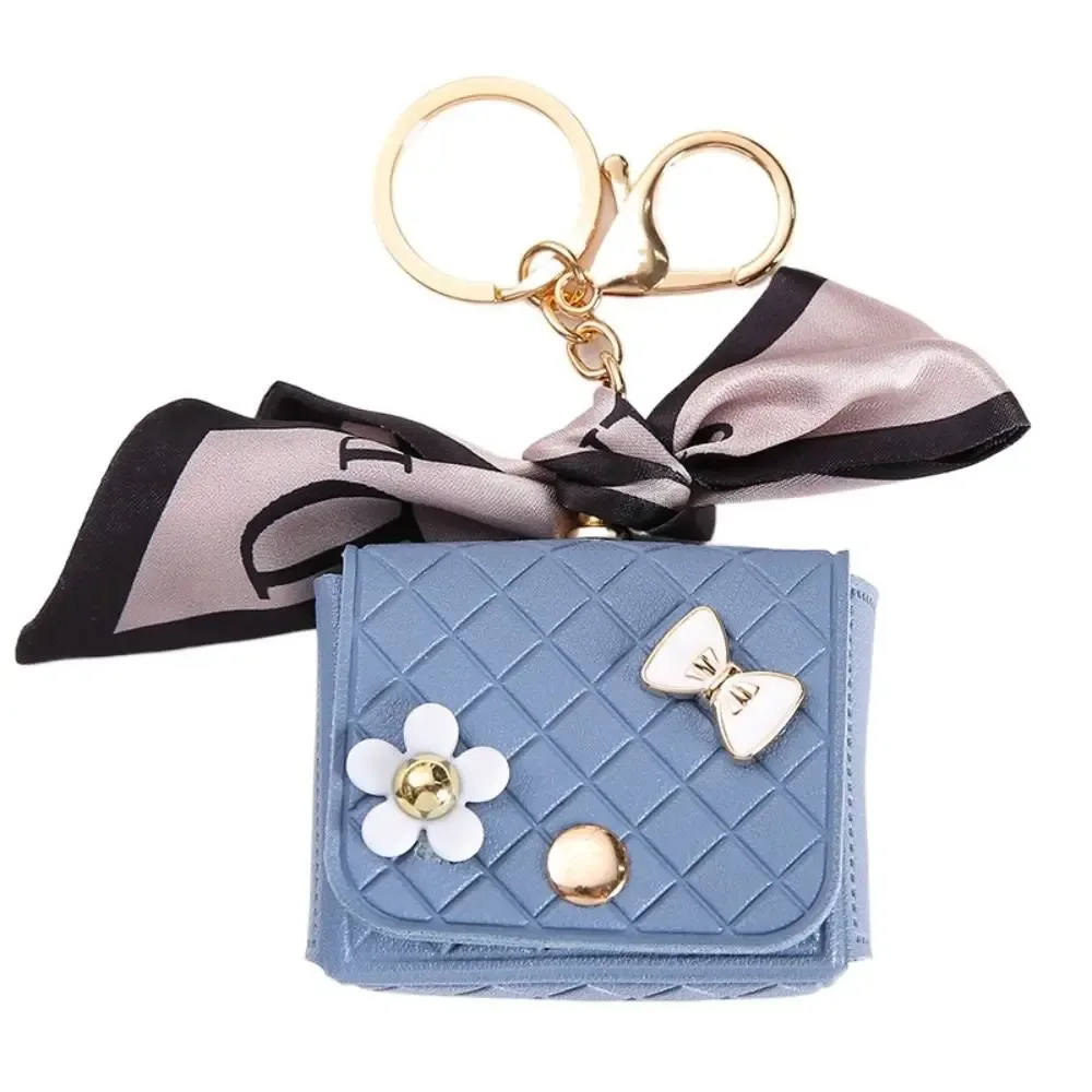 mini sac matelassé en cuir, porte-clés, porte-monnaie, pochette pour écouteurs, accessoires avec pendentif breloque fleur mignonne pour femmes, clés de moto, sacs à dos