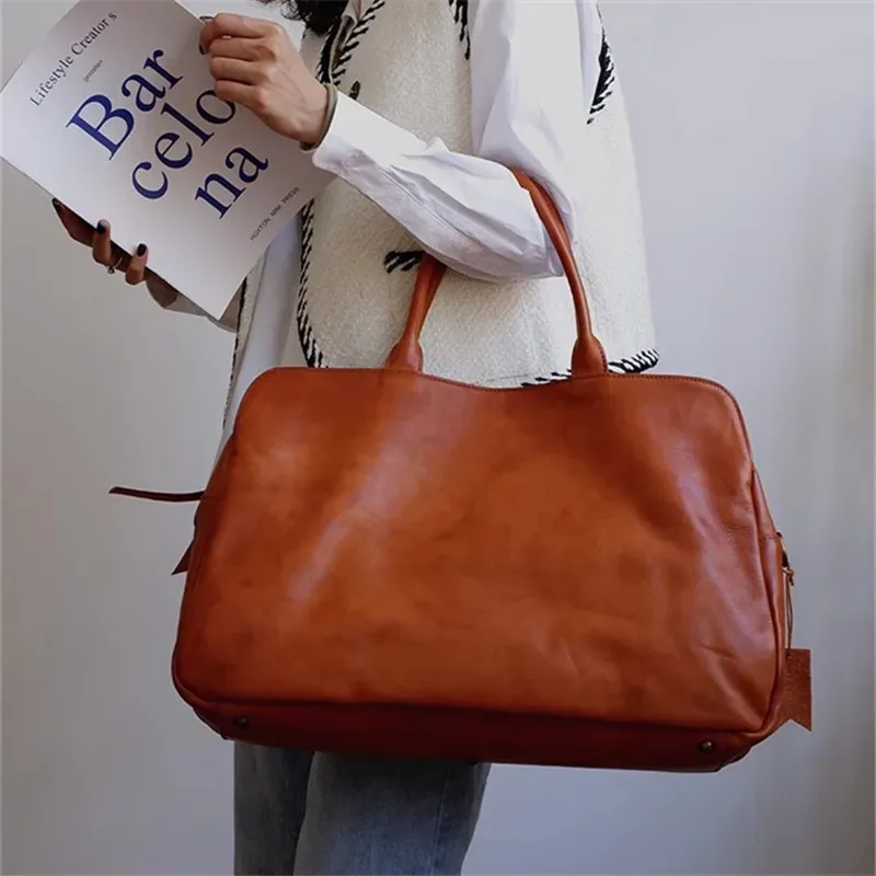 pndcloser-sac de voyage en cuir véritable pour hommes et femmes, grande capacité, sac de fitness en cuir de cercle souple, grand sac à main, décontracté, week-end, extérieur