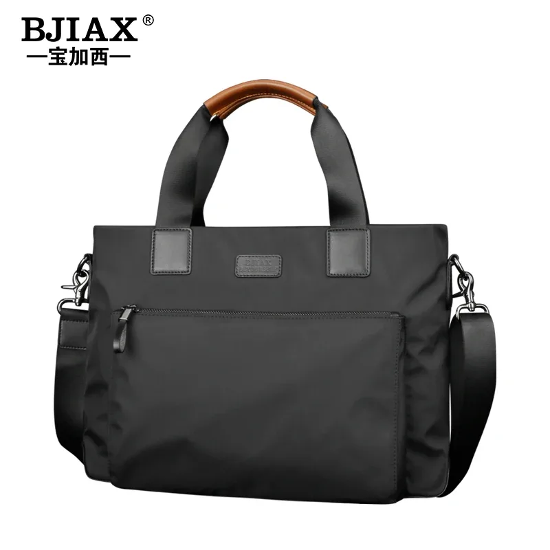 bjiax nouveaux hommes sac horizontal affaires sac à main décontracté en nylon oxford tissu toile sac à bandoulière sac porte-documents
