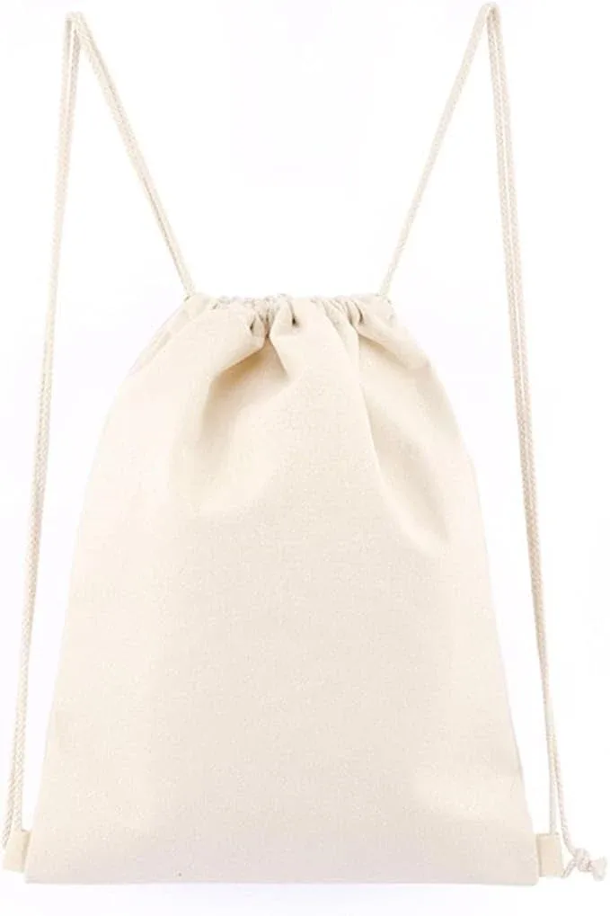 sac à dos en toile de coton avec cordon de serrage, sac de sport, sac à dos de sport, sac cadeau de rangement, paquet de 2 noirs 34.5x40cm décontracté