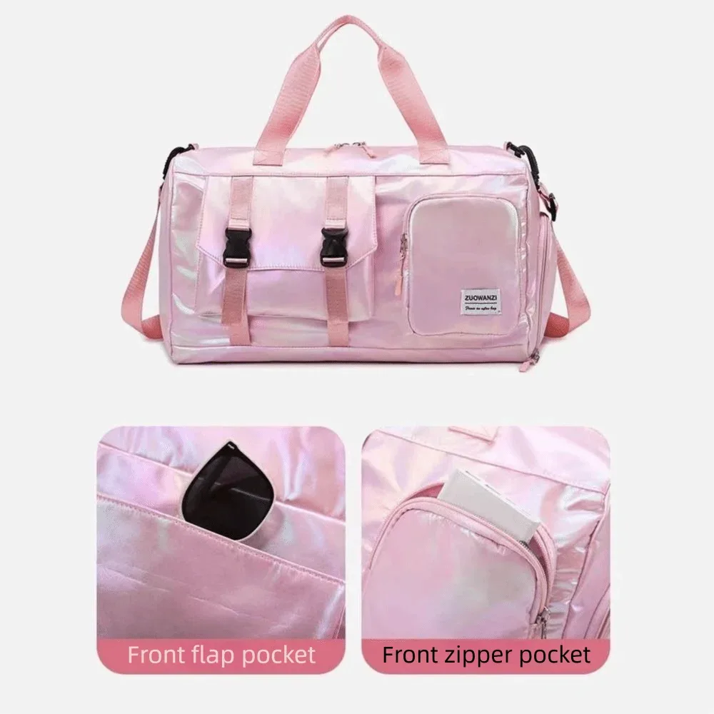 sac de sport tote pearl brillant, imperméable, avec séparation pour articles secs et humides, sac de voyage, bagage à main, grande capacité, sac à main pour entraînement de fitness et yoga.