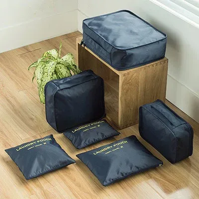 sacs de rangement de voyage, valise, emballage, étuis de rangement, bagages, vêtements, chaussures, sac en poudre bien rangé, grand ensemble de 6 pièces