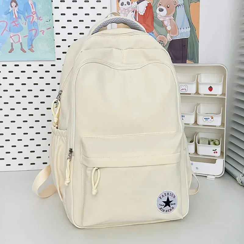 sac à dos décontracté de style universitaire, couleur bonbon, grande capacité, en nylon imperméable, pour l'école, les voyages et les ordinateurs