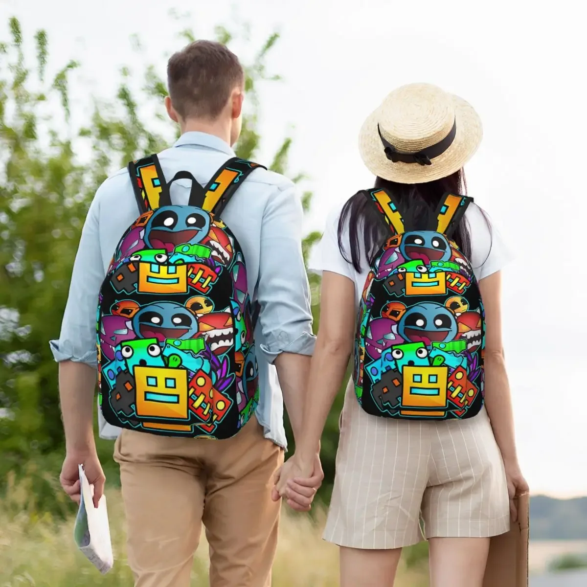 géométrie cube gaming dash sac à dos pour hommes femmes adolescent lycée affaires sac à dos ordinateur portable toile sacs sport