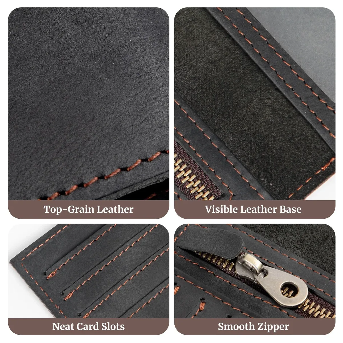 porte-passeport tout-en-un en cuir - portefeuille de voyage avec fermeture éclair et emplacements pour cartes, organiseur de documents durable pour les voyages et les affaires