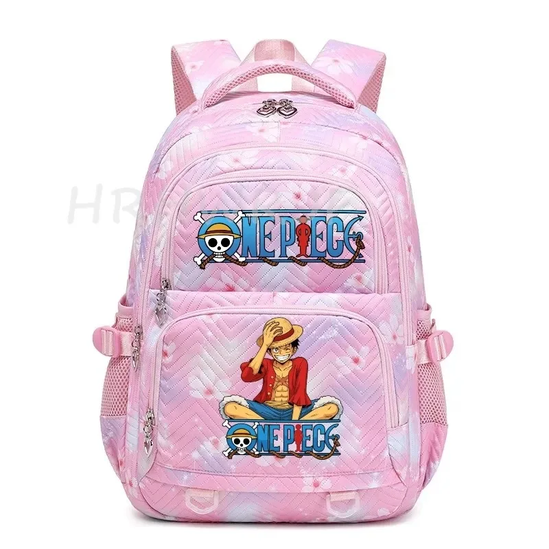 Sacs à dos Anime One Piece légers avec fermoir, imprimé violet Monkey D Luffy, pour garçons et filles, grande capacité, pour adolescents, ordinateur portable, école, voyage, Mochila