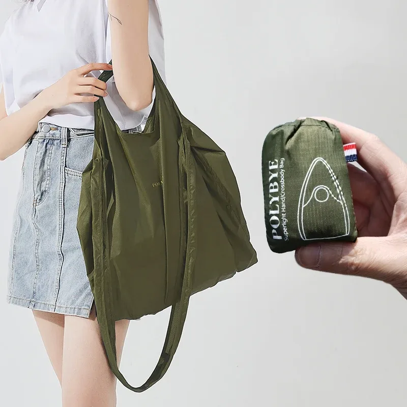 sac fourre-tout réutilisable super léger polybye 2026, sac de courses pliable en nylon écologique, sac à main, sac d'épicerie, sac à déjeuner, sac de recyclage
