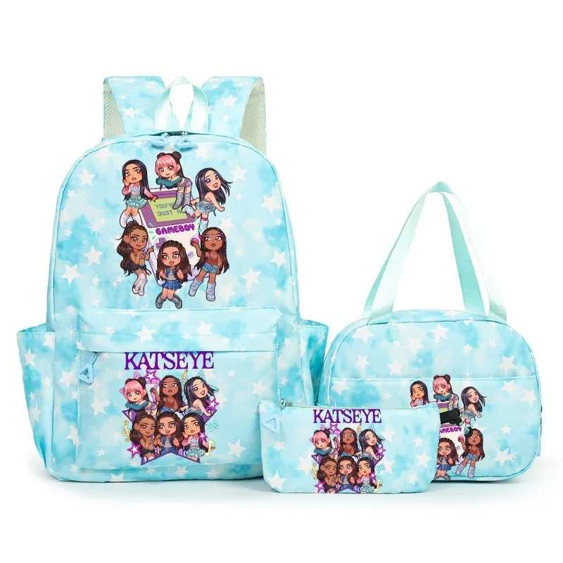 sac à dos katseye music avec imprimé neige, capacité 3 pièces, pour étudiants du collège/lycée, avec sac à déjeuner, sac de voyage, mochila pour femme