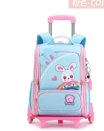 mignon lapin étudiant sac à roulettes pour filles enfants école sacs à dos roulants sac à dos à roulettes sacs d'école avec roues chariot sacoche
