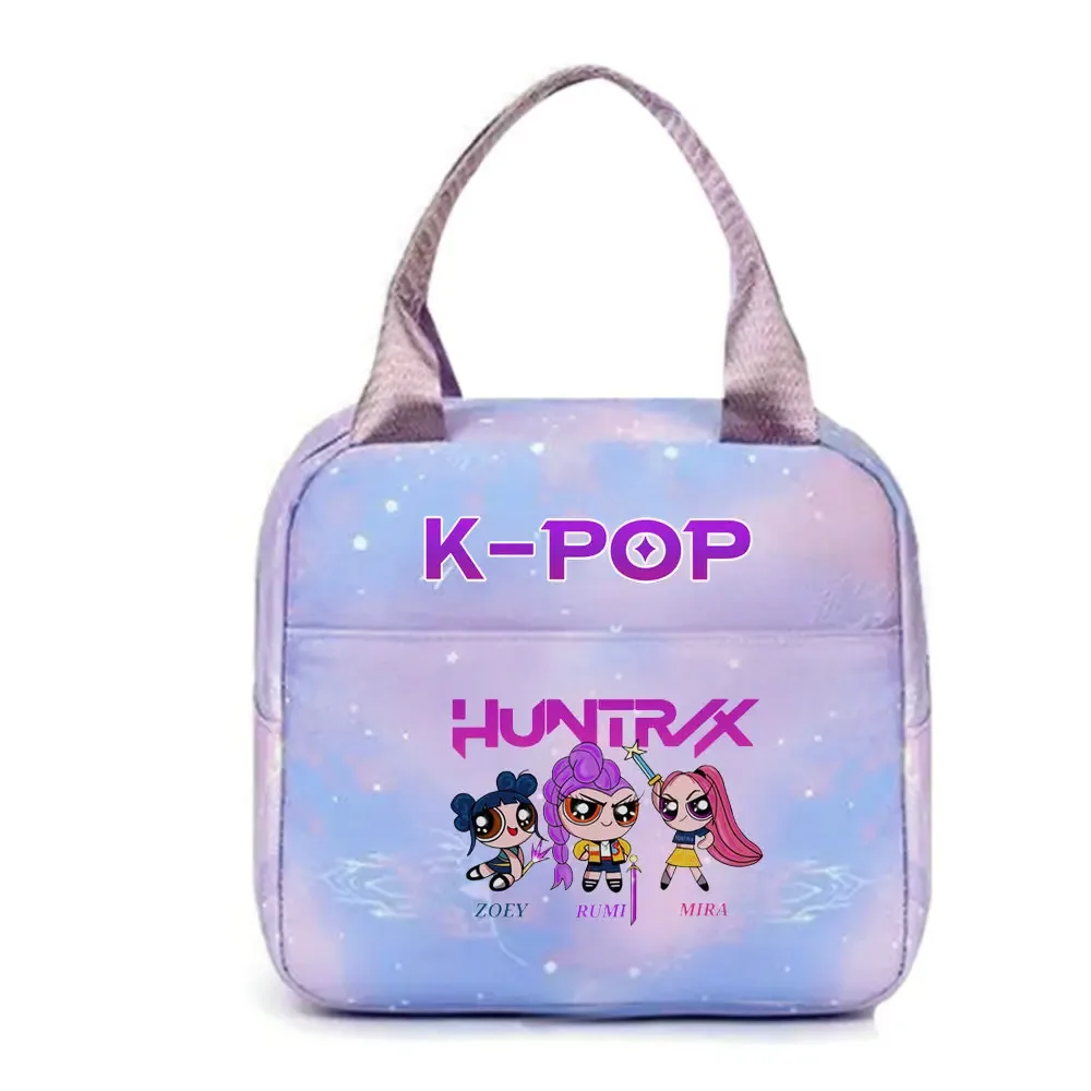 kpop demon hunters office workers avec sac à déjeuner portable isolé de grande capacité, sac à bandoulière à double usage
