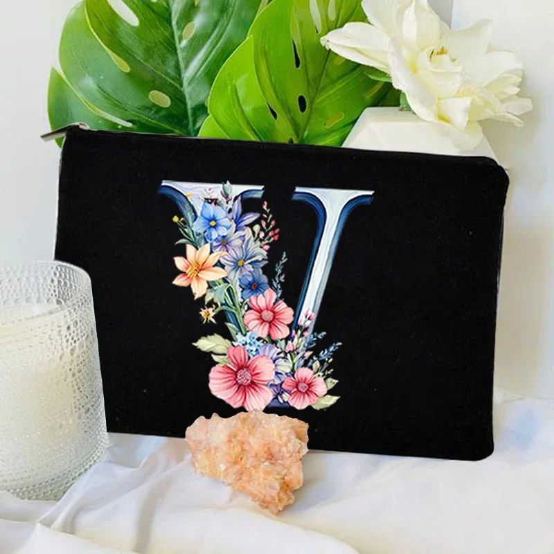1 pc sac à lettres initiales sac de maquillage avec lettres pour femmes sac à cosmétiques initiales a-z sac de maquillage personnalisé sac de voyage, cosmétique initial