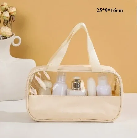sac de toilette de voyage portable pour femme, transparent, multifonction, grande capacité, sacs de bain et de toilette, étui de rangement étanche en pu