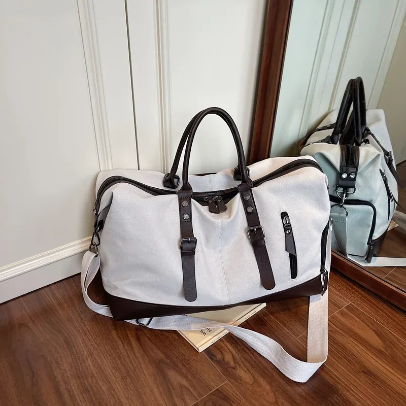sac de voyage grande capacité tendance, sac bandoulière rétro, sac à bandoulière pour courts séjours, unisexe, en nylon résistant à l'usure, couleur unie