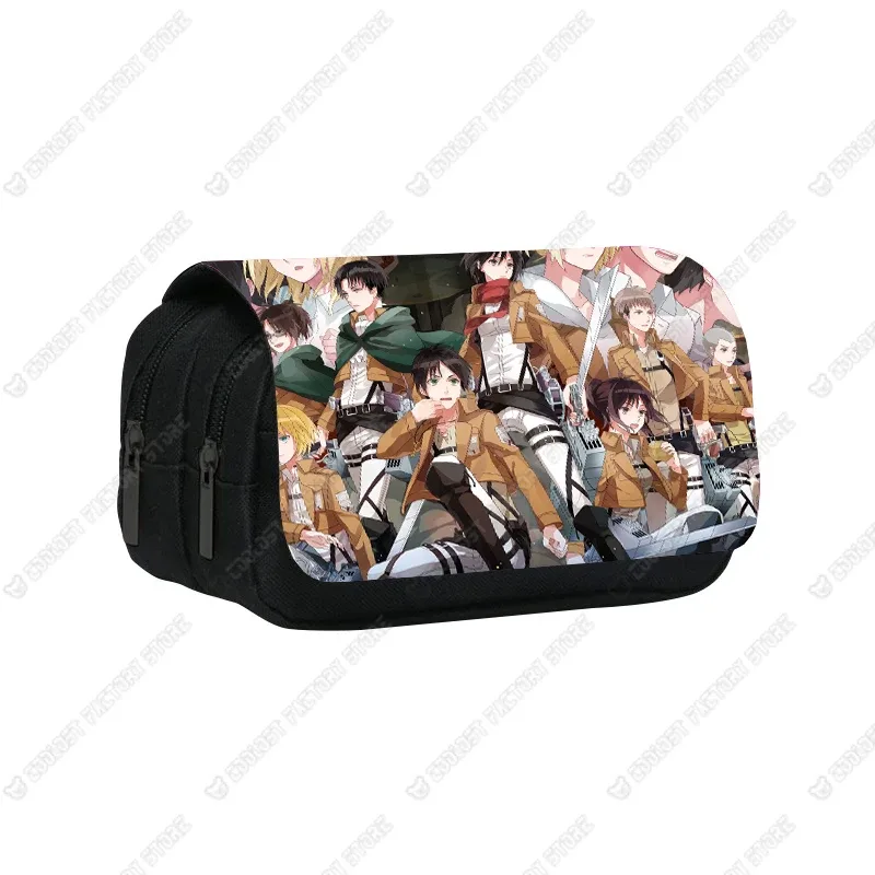 trousse à cosmétiques shingeki no kyojin, sac à stylos, levi eren, boîte à crayons, porte-brosse, étuis scolaires, anime attack on titan