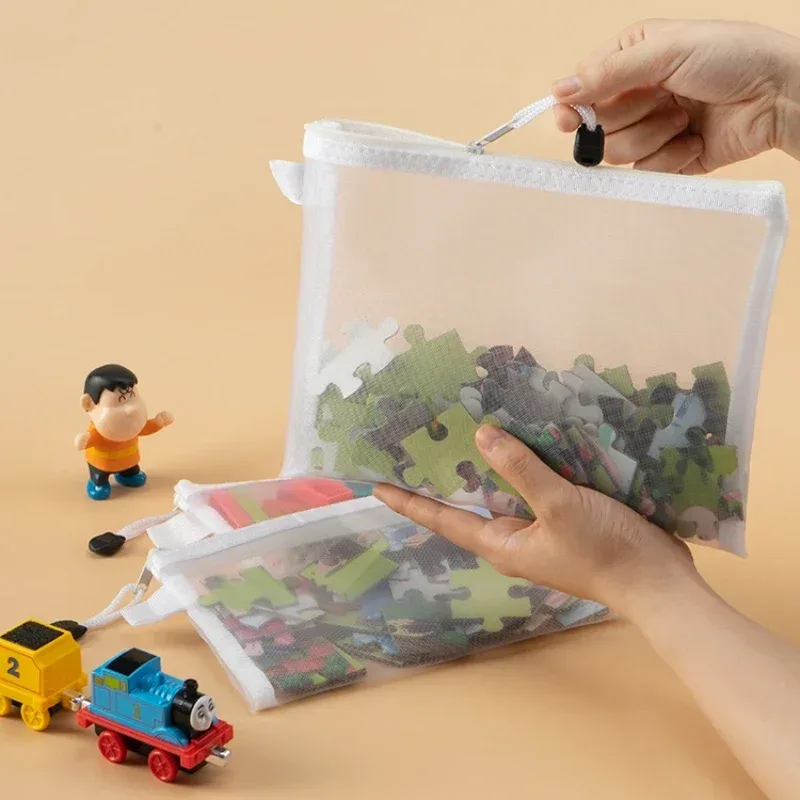 sac de rangement à fermeture éclair en maille, étanche à l'humidité, pour rangement de jouets, outils cosmétiques, 3/5/10 pièces
