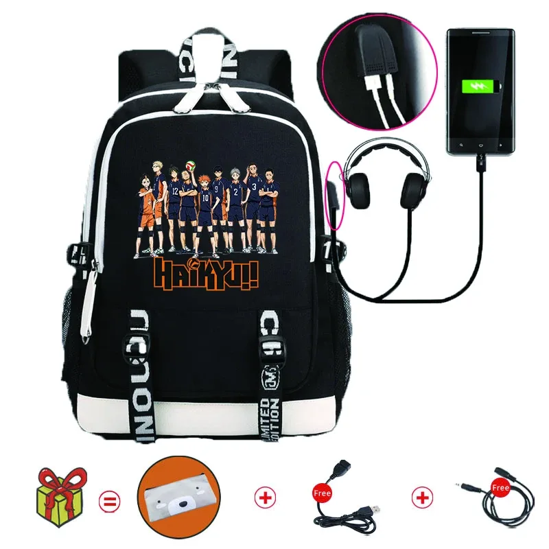 sac à dos anime volleyball junior pour adultes, cartable manga, sac pour ordinateur portable étanche, grande capacité pour voyager, 03 bookbags