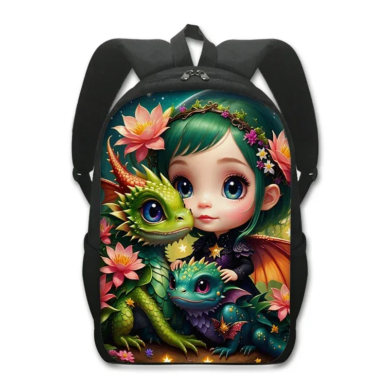 sac à dos dragon de dessin animé pour étudiants, sac à dos fantaisie avec imprimé dragon magique, sac à dos pour ordinateur portable pour femmes et hommes, sac à dos de voyage en plein air