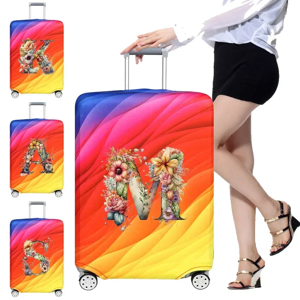 Housse de protection extensible pour valise, série florale et lettres, pour valises de 18 à 32 pouces, organisateur de voyage