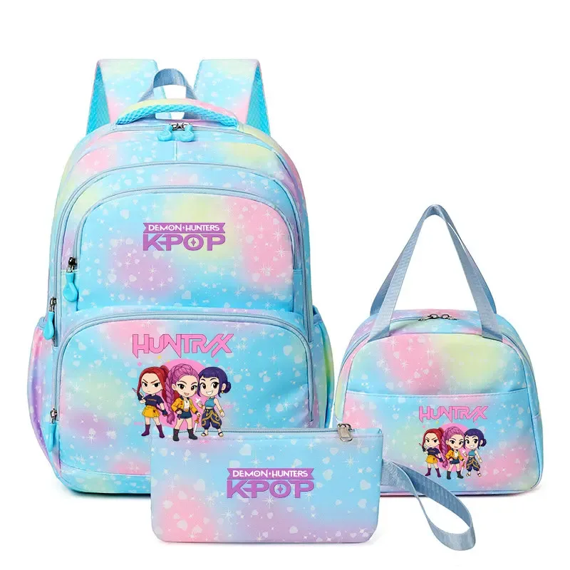 sacs à dos kpop demon hunters pour garçons et filles, sacs d'école pour adolescents, hommes et femmes, sacs à dos en nylon, mochilas de voyage, 3 pièces/ensemble