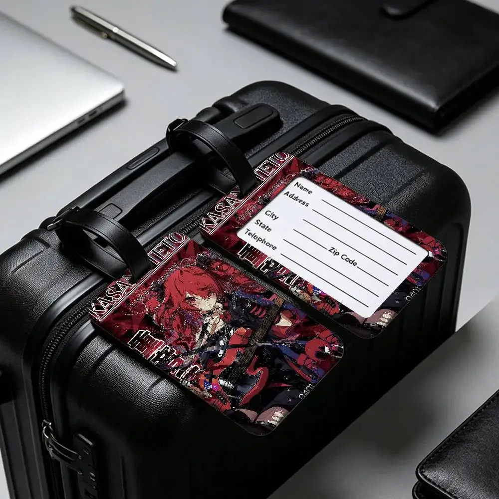 1 pièce étiquette d'identification de bagage en pvc populaire du chanteur virtuel kasane teto, porte-carte d'information anti-perte, étiquette nominative pour valise de voyage