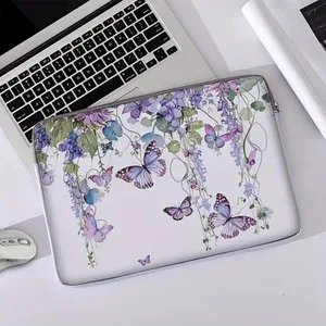 un ensemble, deux styles, sacoche pour ordinateur portable imprimée avec motif glycine et papillon, adaptée aux ordinateurs portables de 14 pouces