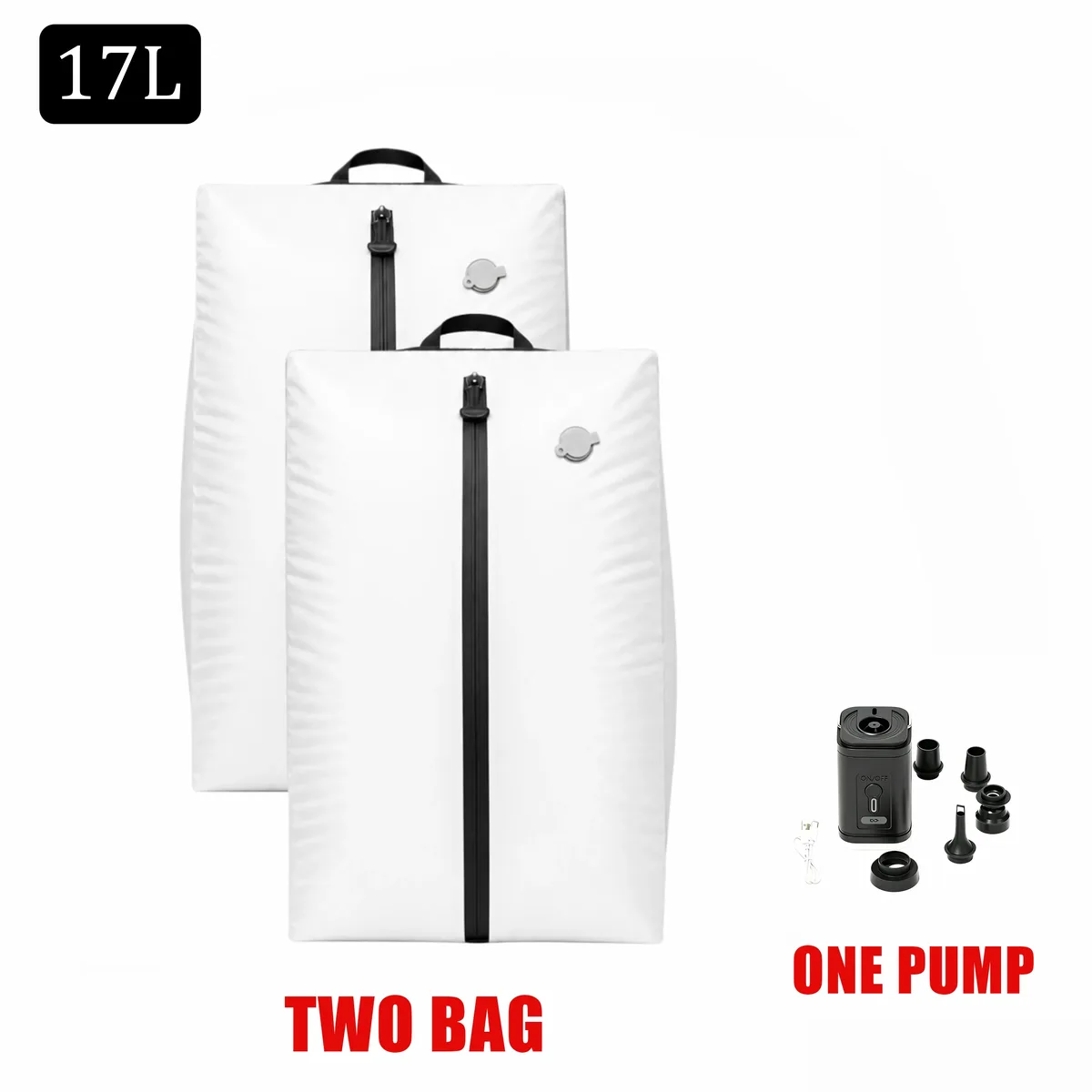 sacs de rangement étanches ip67 17l, cube de compression en polyester tpu pour vêtements, organisateur de valise avec fermeture éclair, réutilisables et antihumidité, pour linge de maison, avec pompe électrique incluse