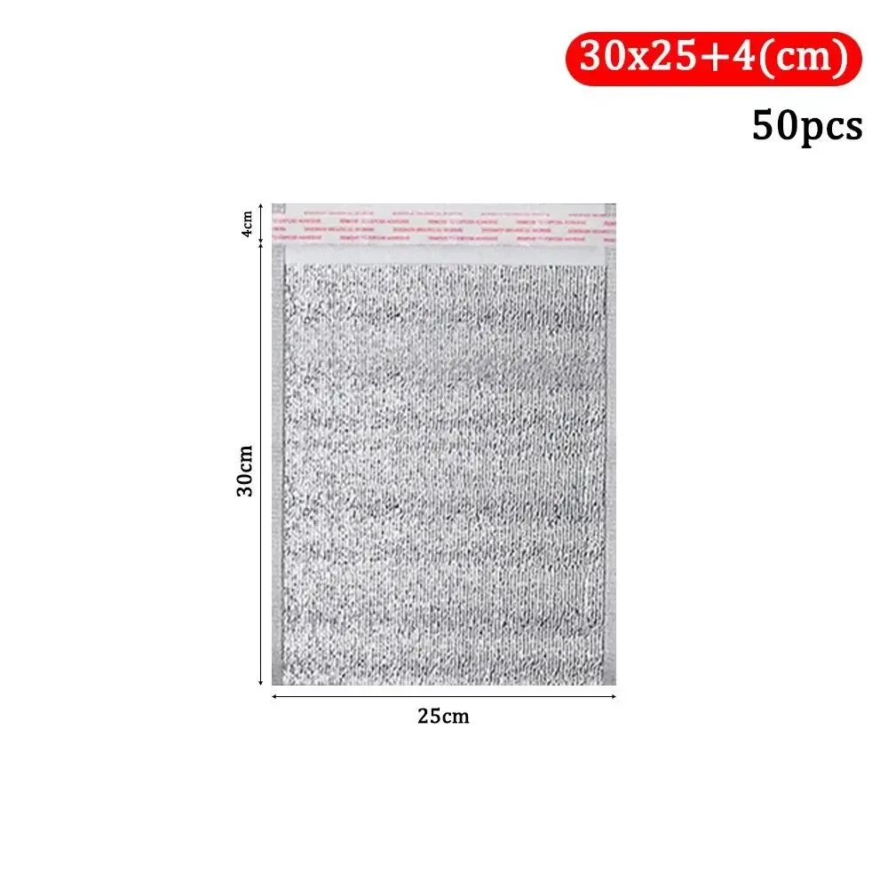 lot de 50 sacs isothermes en aluminium pour livraison de repas, sacs de transport chaud/froid avec fermeture, sacs de rangement pour boissons, sacs réfrigérants