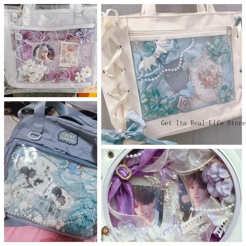 kits de décoration pour sac ita avec rosettes rouges, accessoires pour sac ita pour femmes, style japonais, ensemble de fleurs pour sac à dos ita anime pour filles h337