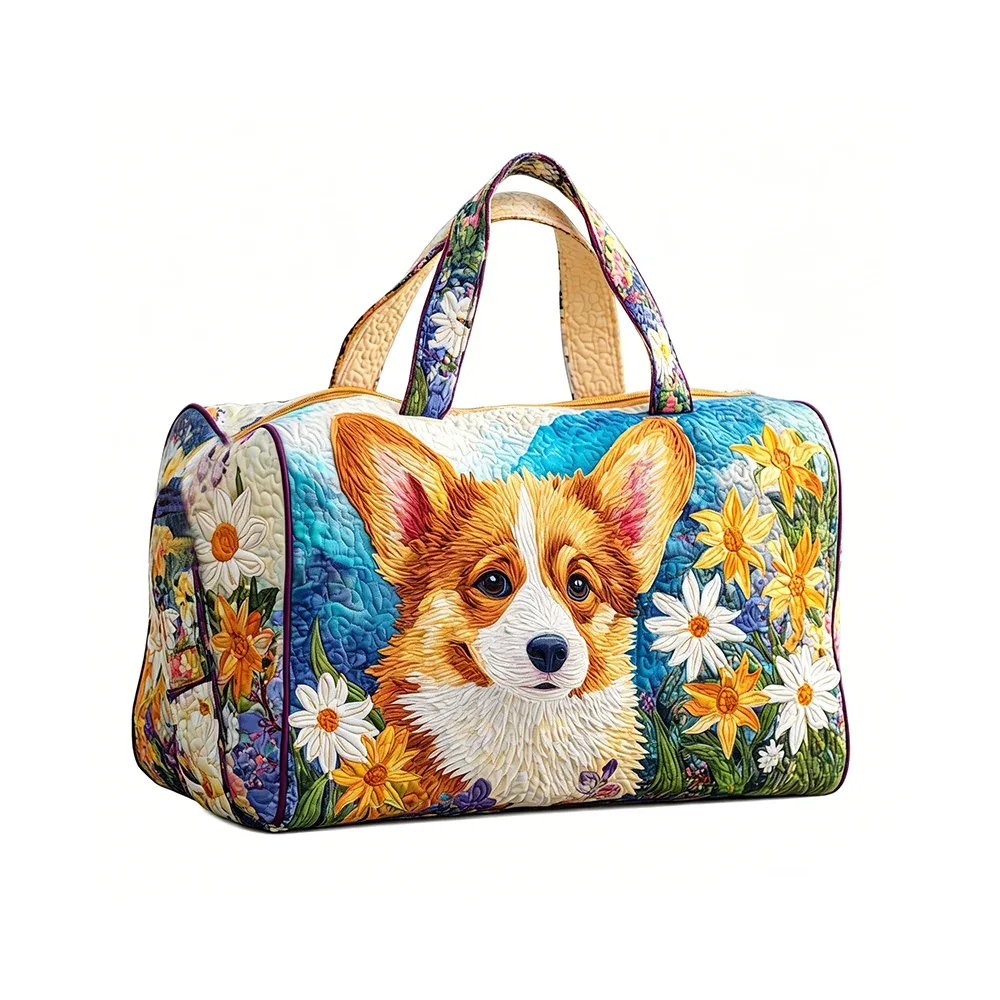 sac de voyage matelassé corgi pour femme, sac de week-end imprimé animal 3d, sac fourre-tout de voyage, sac de sport pour vacances d'été, bagage de nuit, pour les amoureux des animaux