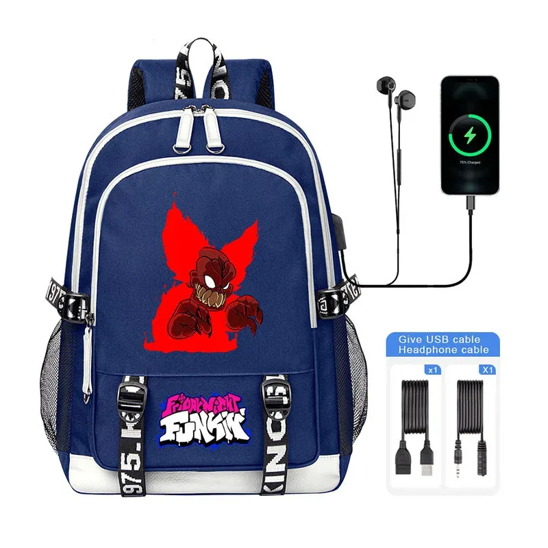 vendredi soir funkin enfants sac à dos haute qualité usb garçon fille sac d'école grande capacité hommes étudiants ordinateur portable sac à bandoulière