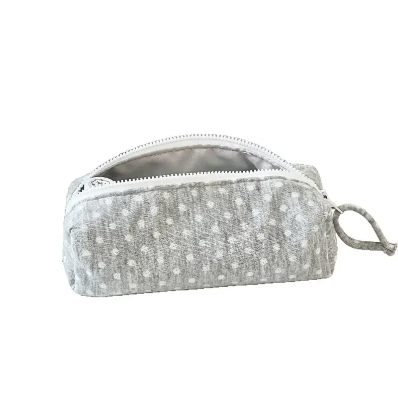 trousse de maquillage de voyage pour femmes, étui cosmétique grande capacité, trousse à crayons pour étudiants, pochette au style coréen minimaliste à pois