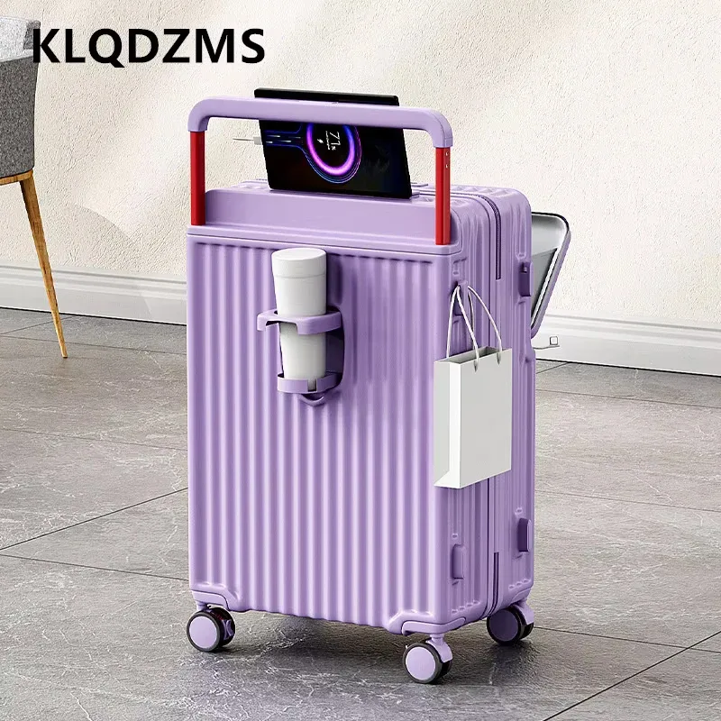 klqdzms valise de cabine multifonctionnelle à ouverture frontale 20/22/24/26 pouces avec compartiment pour ordinateur portable pour femme