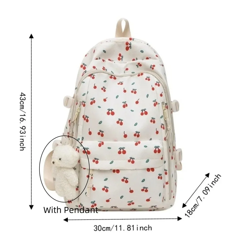 sac à dos à imprimé floral de grande capacité, multi-compartiments, multi-poches, motif nœud, sac d'école imperméable, sac à dos épaissi pour voyage