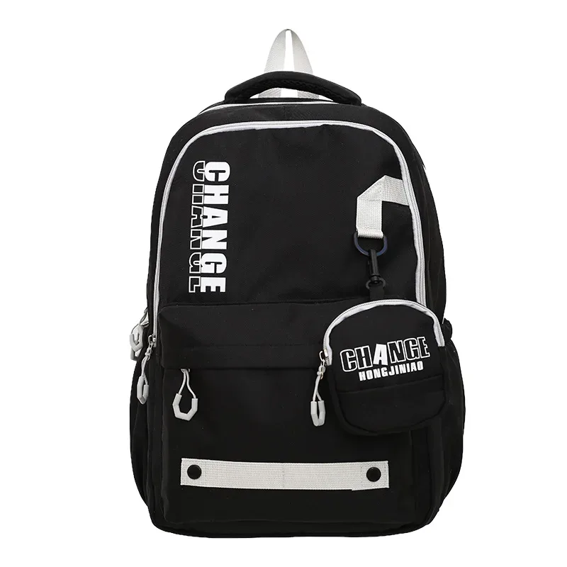 sac à dos en nylon de grande capacité, sac à dos unisexe pour étudiant de voyage de banlieue, petit sac détachable avec sangle à tige de traction