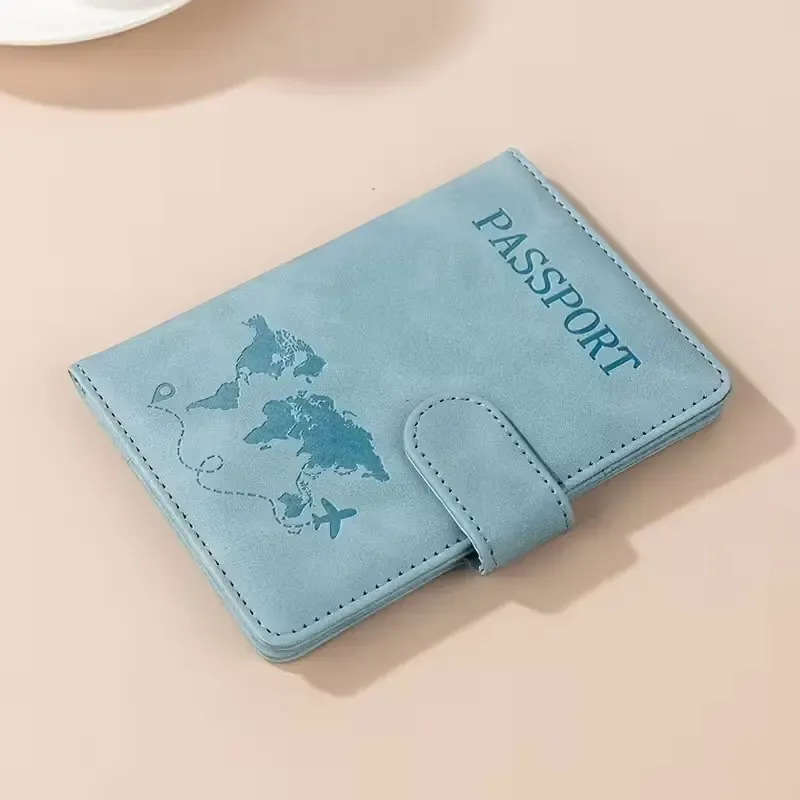 porte-passeport de voyage multifonctionnel, porte-cartes, portefeuille, porte-carte d'identité, en cuir synthétique pu, imprimé style resort décontracté, 1 espace de rangement pour billets de banque pour un usage quotidien
