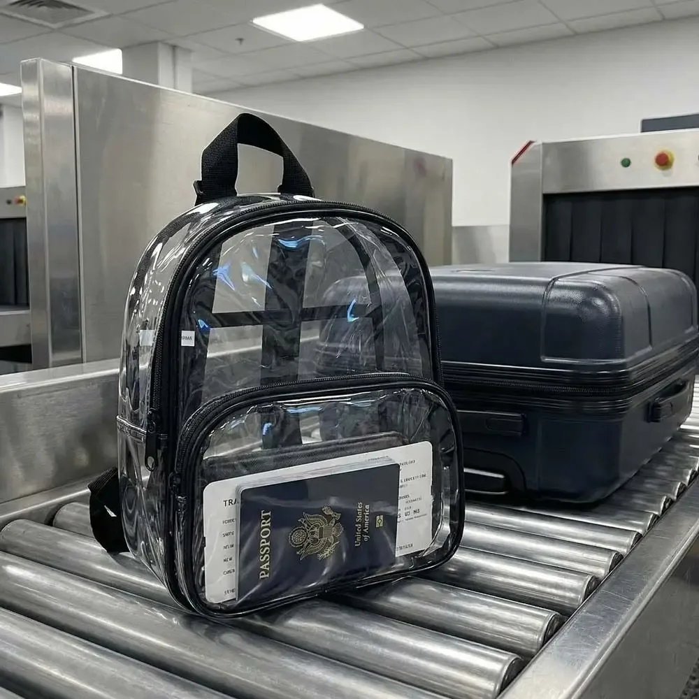 mini sac à dos transparent approuvé pour les stades, sac à dos en pvc transparent résistant et imperméable pour les concerts, les festivals, le travail et les voyages